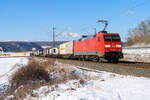 152 089 DB Cargo mit einem KLV-Zug bei Karlstadt Richtung Würzburg, 12.02.2021