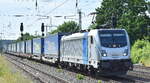 Railpool Lok  187 009-6  [NVR-Nummer: 91 80 6187 009-6 D-Rpool], aktueller Mieter? mit KLV-Zug am 31.05.23 Höhe Bahnhof Saarmund.