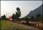 Ganz am Zugschluss rollt dieser Trailer von Belgien nach Italien. (01.08.2009)