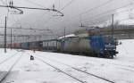 Am 5.Januar 2013 erreichte TXL 185 514 mit einem Auflieger-Zug den Brenner-Bahnhof.