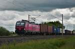 193 488 Durchfuhr am 25.05.2021, mit Containerwagen bespannt, Vietznitz in Richtung Hamburg.