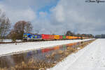 Die neu beklebte 383 425 aus dem Hause Metrans war am 11.03.2023 mit einem voll beladenen Containerzug aus Hamburg gen Ungarn unterwegs.