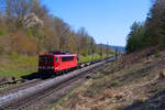 155 219 MAED mit einem leeren Containerzug bei Postbauer-Heng Richtung Nürnberg, 23.04.2021