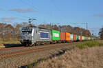 Am 02.03.25 schleppte 383 410 der Metrans einen Containerzug durch Jütrichau Richtung Magdeburg.