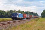 388 019 der CD Cargo schleppte am 20.07.25 einen Containerzug durch Jütrichau Richtung Magdeburg.