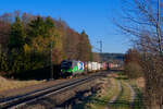 193 223 WLC/ELL mit einem Containerzug bei Postbauer-Heng Richtung Nürnberg, 28.02.2022