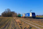 187 322 WLC mit einem Containerzug bei Postbauer-Heng Richtung Regensburg, 07.03.2022