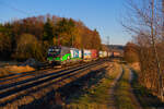 193 238 ELL/WLC mit einem Containerzug bei Postbauer-Heng Richtung Nürnberg, 07.03.2022