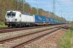 7 193 147-6 mit einem Containerzug am 28. April 2026 bei Diedersdorf.



