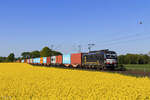 193 796-0 (Beacon Rail / vmtl. LTE Logistik) mit einem Containerzug in Meerbusch B�singhoven, 22. April 2026