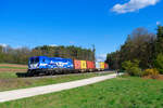 187 321 WLC mit einem Containerzug bei Mimberg Richtung N�rnberg, 19.04.2022