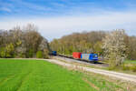 145 CL-201 (145 097) ATLU mit einem Containerzug bei Steinach b. Rothenburg Richtung Ansbach, 20.04.2022