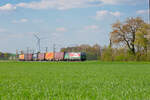193 230 ELL/TXL  Klade Group  mit einem Containerzug bei Uffenheim Richtung Ansbach, 28.04.2022