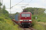 DELTA 243 650-9 kommt mit einem 5 Containern beladenen Containerzug durch Herten-Westerholt gefahren 2.9.2026