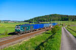 248 007 Siemens/e.g.o.o mit dem Tchibo Containerzug bei Oberdachstetten Richtung Ansbach, 14.05.2022