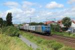 185 536-0 mit einem Containerzug in Nauheim bei Gro� Gerau am 14.07.12