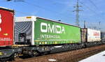 Gelenk-Taschenwagen der MFD Rail Group mit der Nr.