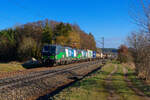 193 251 ELL/WLC und 193 238 ELL/WLC mit einem KLV-Zug bei Postbauer-Heng Richtung Nürnberg, 07.03.2021  