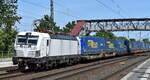 LOKORAIL, a.s., Bratislava [SK] mit der neuen noch weißen  6193 981  [NVR-Nummer: 91 80 6193 981-8 D-RAILL] und einem KLV-Zug am 15.05.24 Höhe Bahnhof Saarmund.