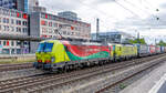 91 80 6193 557 mit einem KLV-Zug am 15.09.2024 am Heimeranplatz in München.