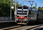 D-SIEAG 193 542-8 ( Kapellbrücke-Luzern ) fuhr am 05.05.2025 mit ihrem  LKW-Walter-Zug  kommend vom Lübeck-Travemünder-Skandinavienkai (ALSK) durch den Haltepunkt