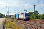 370 013 der PKP Cargo schleppte am 13.06.25 einen KLV-Zug durch Saarmund Richtung Schönefeld.