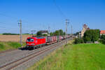 193 356 DB Cargo mit einem KLV-Zug bei Herrnberchtheim Richtung Ansbach, 03.09.2021