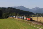 1293 032 mit einem  WALTER-KLV  aus München kommend am 13. August 2025 bei Vachendorf im Chiemgau.