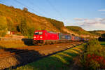 185 232 DB Cargo mit einem KLV-Zug bei Karlstadt Richtung Gemünden, 07.10.2021