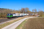 193 242 ELL/Ecco mit einem ekol KLV-Zug bei Lehrberg Richtung Ansbach, 01.03.2022