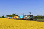 370 039-7 (Cargounit / Bahnoperator) mit einem Sattelaufliegerzug in Meerbusch B�singhoven, 23. April 2026