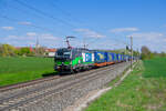 193 238 ELL/WLC mit einem LKW-Walter KLV-Zug bei Uffenheim Richtung W�rzburg, 28.04.2022