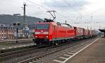 DB Schenker Rail 185 134 mit Winner-KLV-Zug auf der rechten Rheinstrecke in Richtung Köln (Koblenz-Ehrenbreitstein, 01.12.2012).