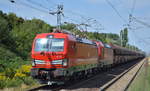 Doppeltraktion DB Cargo Deutschland AG mit  193 357  [NVR-Number: 91 80 6193 357-1 D-DB] +   193 319  [NVR-Number: 91 80 6193 319-1 D-DB] mit Erzzug am 08.08.18 Bf.