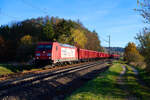 185 273 DB Cargo  Impulse geben  mit dem Leerkohlezug bei Postbauer-Heng Richtung Nürnberg, 14.11.2020