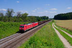 185 376 DB Cargo und 185 225 DB Cargo mit einem E-Wagenzug bei Parsberg Richtung Nürnberg, 18.07.2021