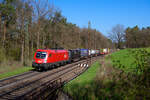 1116 081 ÖBB mit einem KLV-Zug bei Burgthann Richtung Passau, 23.04.2021