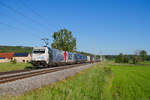 185 663 Lokomotion und 185 665 Lokomotion  50 Jahre Kombi Verkehr  mit dem Paneuropa KLV-Zug bei Oberdachstetten Richtung Würzburg, 13.06.2021