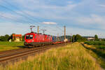 1016 027 ÖBB und 1016 034 mit einem KLV-Zug bei Gunzenhausen Richtung Ansbach, 10.07.2021