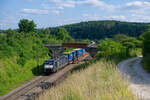 189 283 MRCE/Ecco mit einem LKW-Walter KLV-Zug bei Parsberg Richtung Nürnberg, 20.07.2021