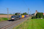 193 614 MRCE/TXL mit einem KLV-Zug bei Herrnberchtheim Richtung Ansbach, 03.09.2021