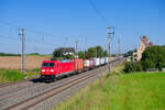 185 391 DB Cargo mit einem KLV-Zug bei Herrnberchtheim Richtung Ansbach, 03.09.2021