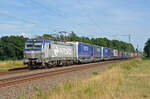 370 023 der PKP Cargo schleppte am 20.07.25 einen KLV-Zug durch Jütrichau Richtung Magdeburg.