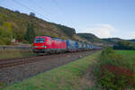 193 314 DB mit einem LKW-Walter KLV-Zug bei Karlstadt Richtung Gemünden, 07.10.2021