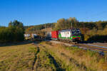 193 757 ELL mit einem KLV-Zug bei Lehrberg Richtung Ansbach, 24.10.2021