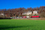 193 350 DB Cargo mit einem KLV-Zug bei Hagenacker Richtung Ingolstadt, 23.11.2021