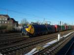 Star des Tages war die EG 3112 mit FS 42601 aus Padborg hier bei der Durchfahrt in Hamburg-Veddel Richtung Maschen am 2.01.09.