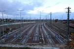 Blick auf die neuen Stumpfgleise im Güterbahnhof Halle (Saale) in nördlicher Richtung. Aufgenommen von der Berliner Brücke. [31.10.2017 | 16:22 Uhr]