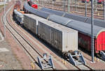 Dieser achtachsige Niederflur-Containertragwagen (Megafret) der Gattung  Sfggmrrss  (NVR-Nummer leider nicht bekannt) war kürzlich in der Zugbildungsanlage (ZBA) Halle (Saale) auf Gleis 562
