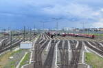Blick über die gigantische Zugbildungsanlage in Halle.